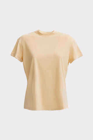Mock Neck Rolled Sleeve T-Shirt – Pale Yellow