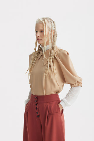 Button Front Palazzo Trousers – Terracotta