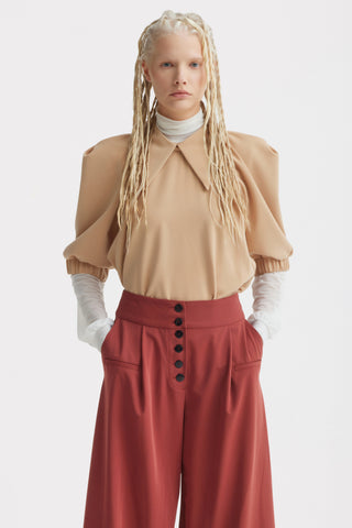 Button Front Palazzo Trousers – Terracotta