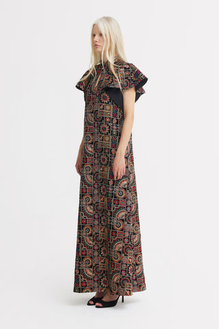 Black Royal Embroidered Kaftan-Inspired Dress