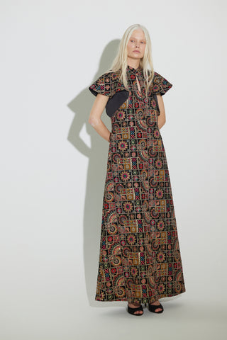 Black Royal Embroidered Kaftan-Inspired Dress