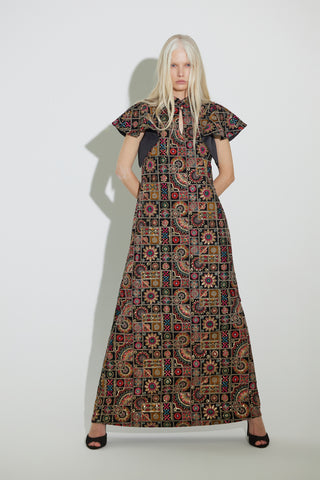 Black Royal Embroidered Kaftan-Inspired Dress