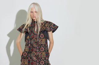 Black Royal Embroidered Kaftan-Inspired Dress