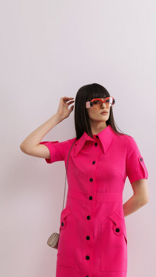 Designer Solid Dress Shirt Pink