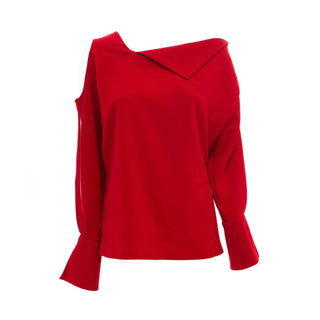 Designer One Shoulder Blouse Red