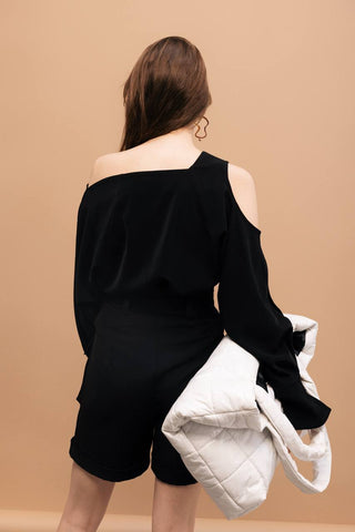 Designer One Shoulder Blouse Black