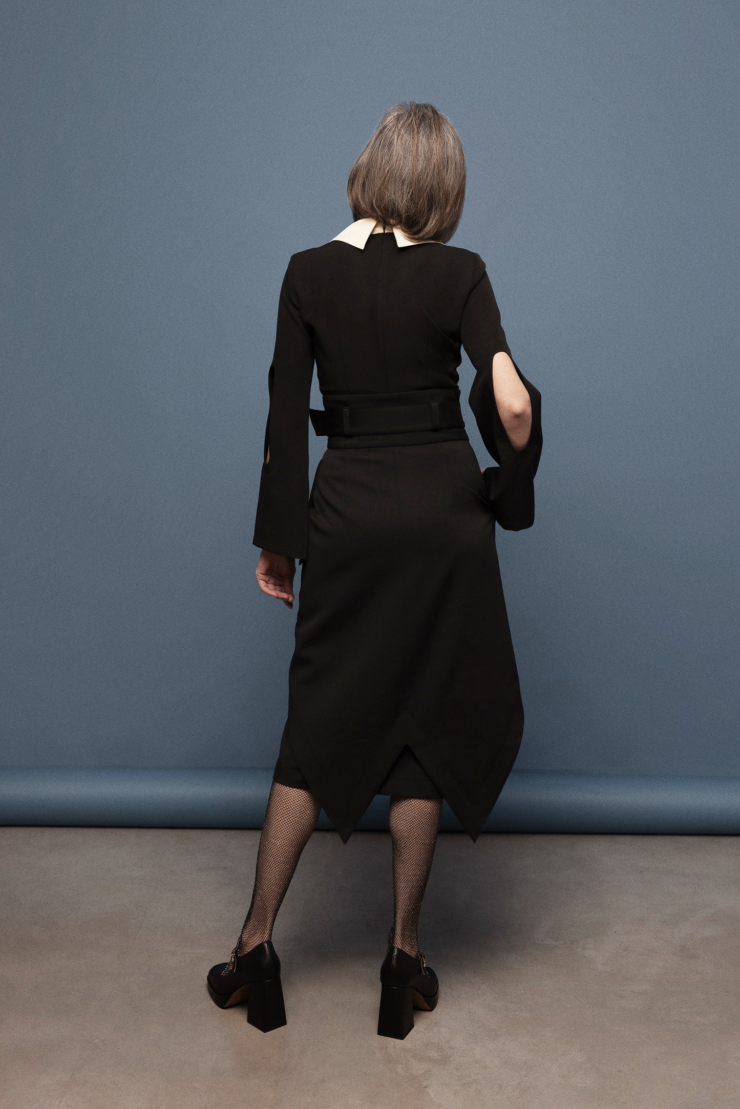 Designer Double Midi Skirt Black
