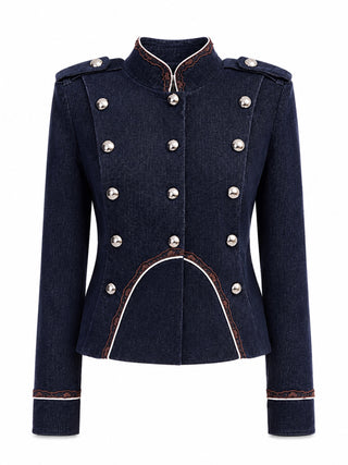 Velvet-Textured Jacket & Trouser Suit – Navy