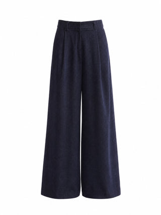 Velvet-Textured Jacket & Trouser Suit – Navy