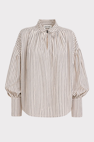 Striped Oversized Long Sleeve Blouse – Ivory