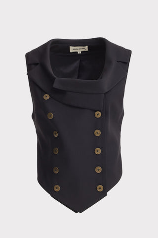 Sculptural Asymmetrical Fitted Vest – Black