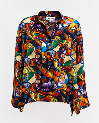 Abstract Print Cupro Blouse & Palazzo Trouser Co-Ord Set