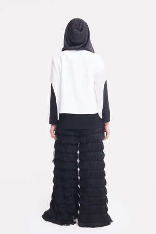 Evening Statement Fringe Palazzo Pants – Black