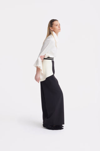 Statement Waist Wide-Leg Trousers – Black