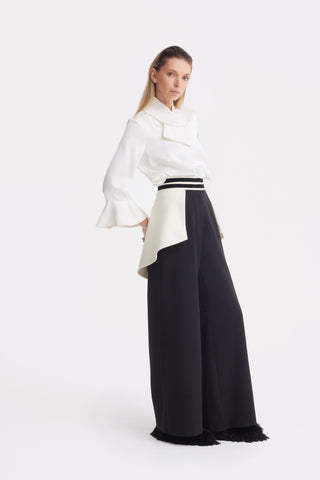 Statement Waist Wide-Leg Trousers – Black