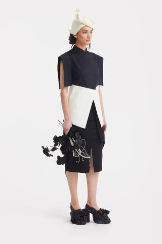 Asymmetric Colour Block Top - Black & White