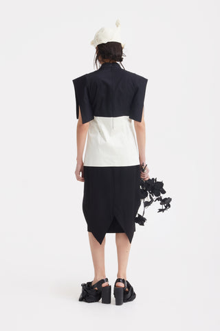 Asymmetric Colour Block Top - Black & White