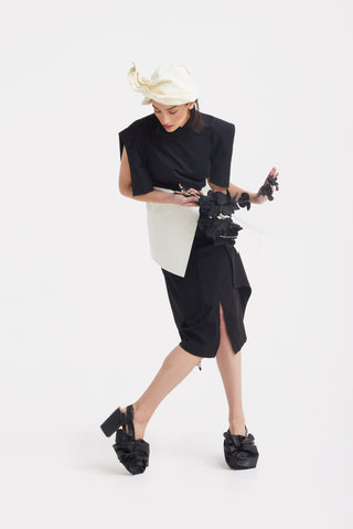 Designer Double Midi Skirt Black