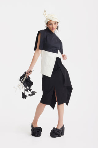Asymmetric Colour Block Top - Black & White