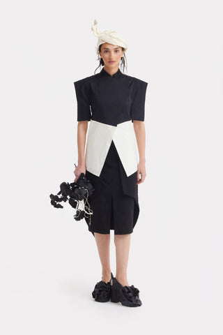 Asymmetric Colour Block Top - Black & White
