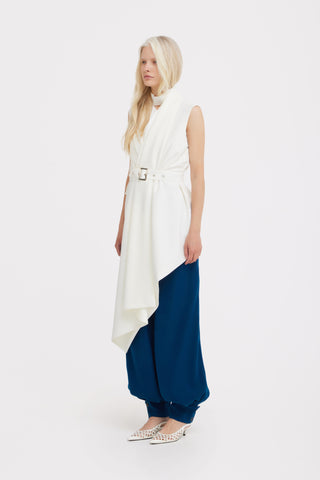 Asymmetrical Sleeveless Blazer – Ecru