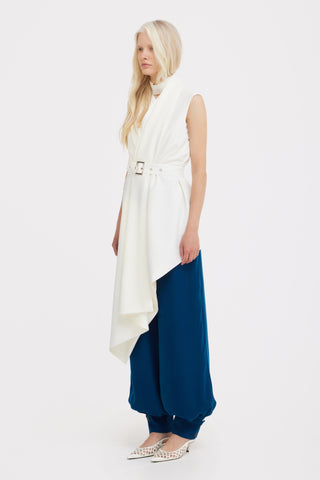 Asymmetrical Sleeveless Blazer – Ecru