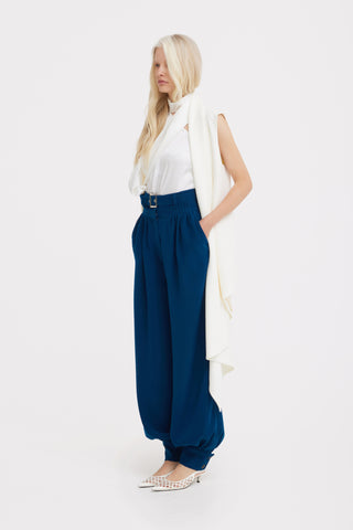 Asymmetrical Sleeveless Blazer – Ecru