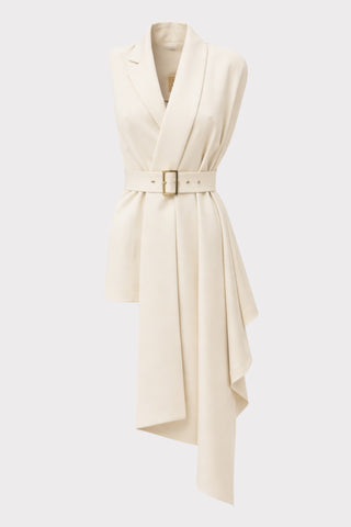 Asymmetrical Sleeveless Blazer – Ecru