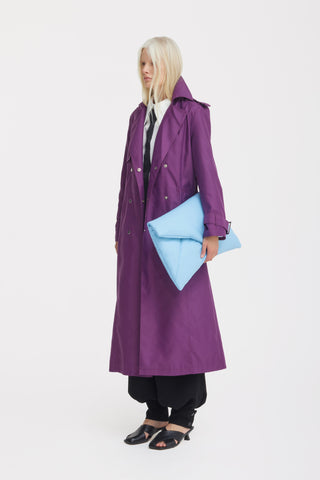 Belted Classic Longline Trench Coat - Purple