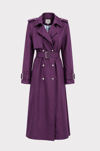 Belted Classic Longline Trench Coat - Purple