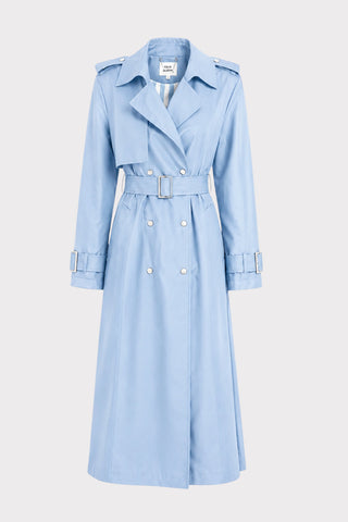Belted Classic Longline Trench Coat – Light Blue