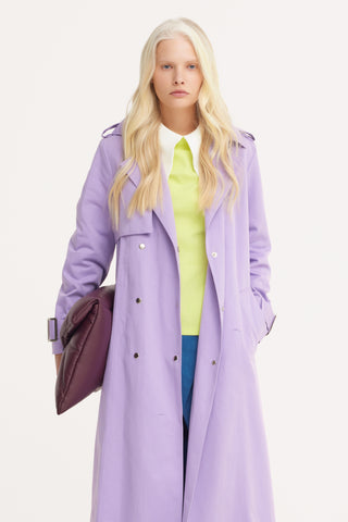 Belted Classic Longline Trench Coat – Lilac