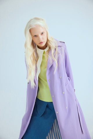 Belted Classic Longline Trench Coat – Lilac