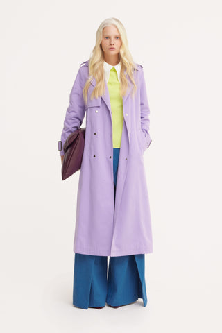 Belted Classic Longline Trench Coat – Lilac