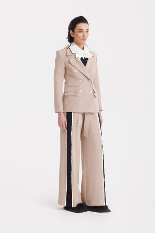 Belted High Waist Wide Leg Pants – Beige