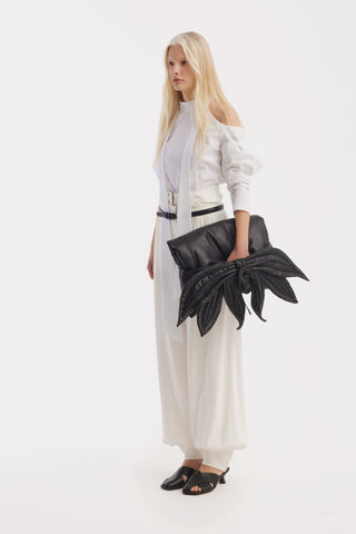 Belted High-Waist Balloon-Leg Pants - White