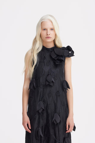 Black A-Line Flower Maxi Dress – Couture Gown