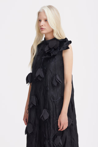 Black A-Line Flower Maxi Dress – Couture Gown