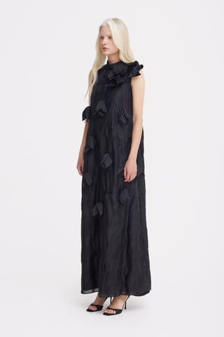 Black A-Line Flower Maxi Dress – Couture Gown