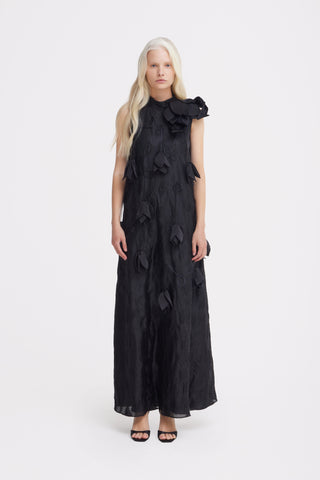 Black A-Line Flower Maxi Dress – Couture Gown