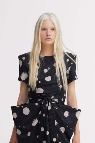 Black Polka Dot Midi Dress With Belt – Capsule Edition