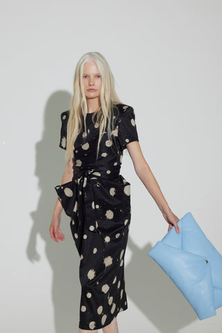 Black Polka Dot Midi Dress With Belt – Capsule Edition