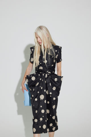 Black Polka Dot Midi Dress With Belt – Capsule Edition