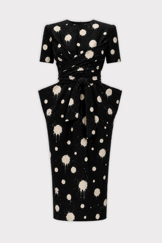 Black Polka Dot Midi Dress With Belt – Capsule Edition