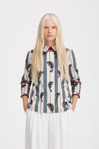 Blue Striped Chameleon Blouse With Cuffs - Capsule Edition