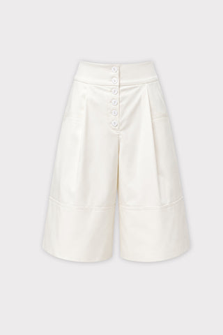 Button Front Wide Leg Bermuda Shorts – Ivory
