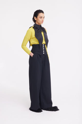 Oversized Satin Bib Collar - Black