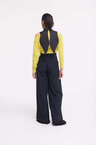 Oversized Satin Bib Collar - Black