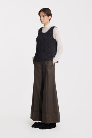 Casual High-Rise Flared Denim Pants Brown