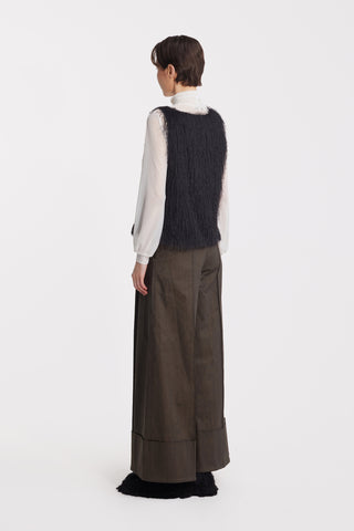 Casual High-Rise Flared Denim Pants Brown
